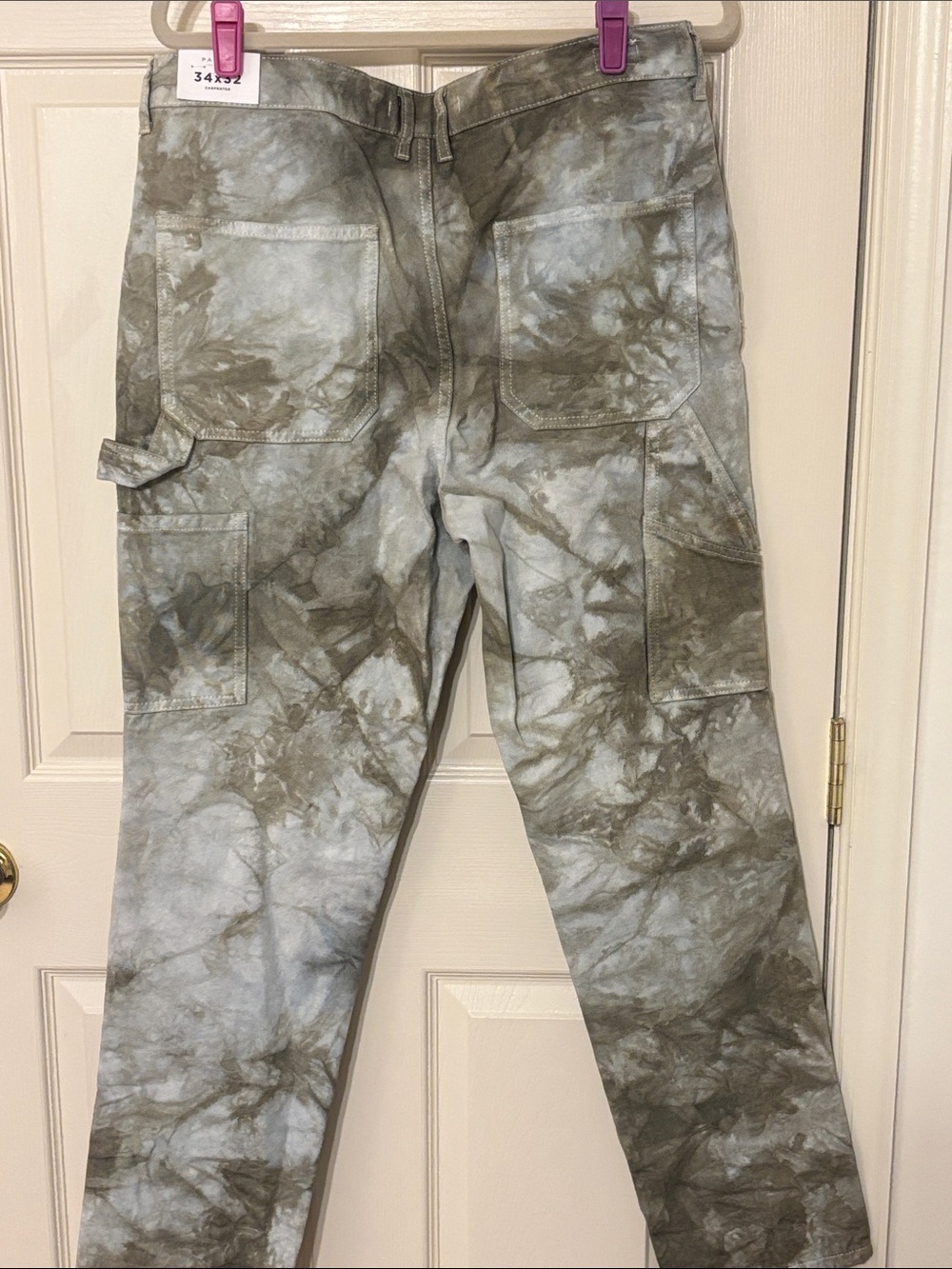 PacSun Tie-Dye Carpenter Pants in Grey and Olive - Picture 4 of 6